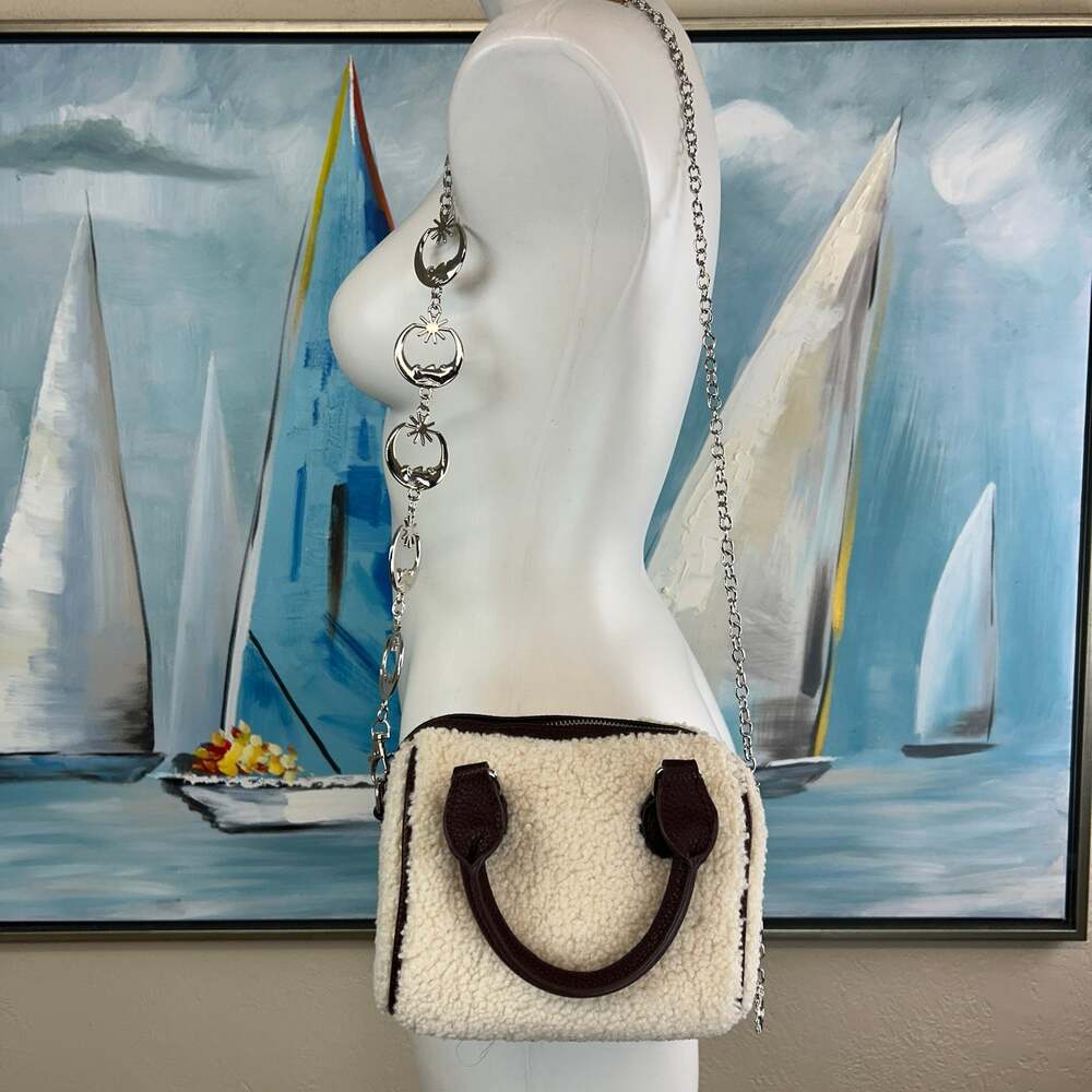 Aspen Cream Faux Sherpa Mini Crossbody Bag